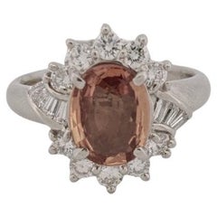 1.72 Carat Orange Sapphire Cocktail Ring in PT 900