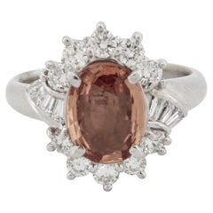 1.72 Carat Orange Sapphire Cocktail Ring in PT 900
