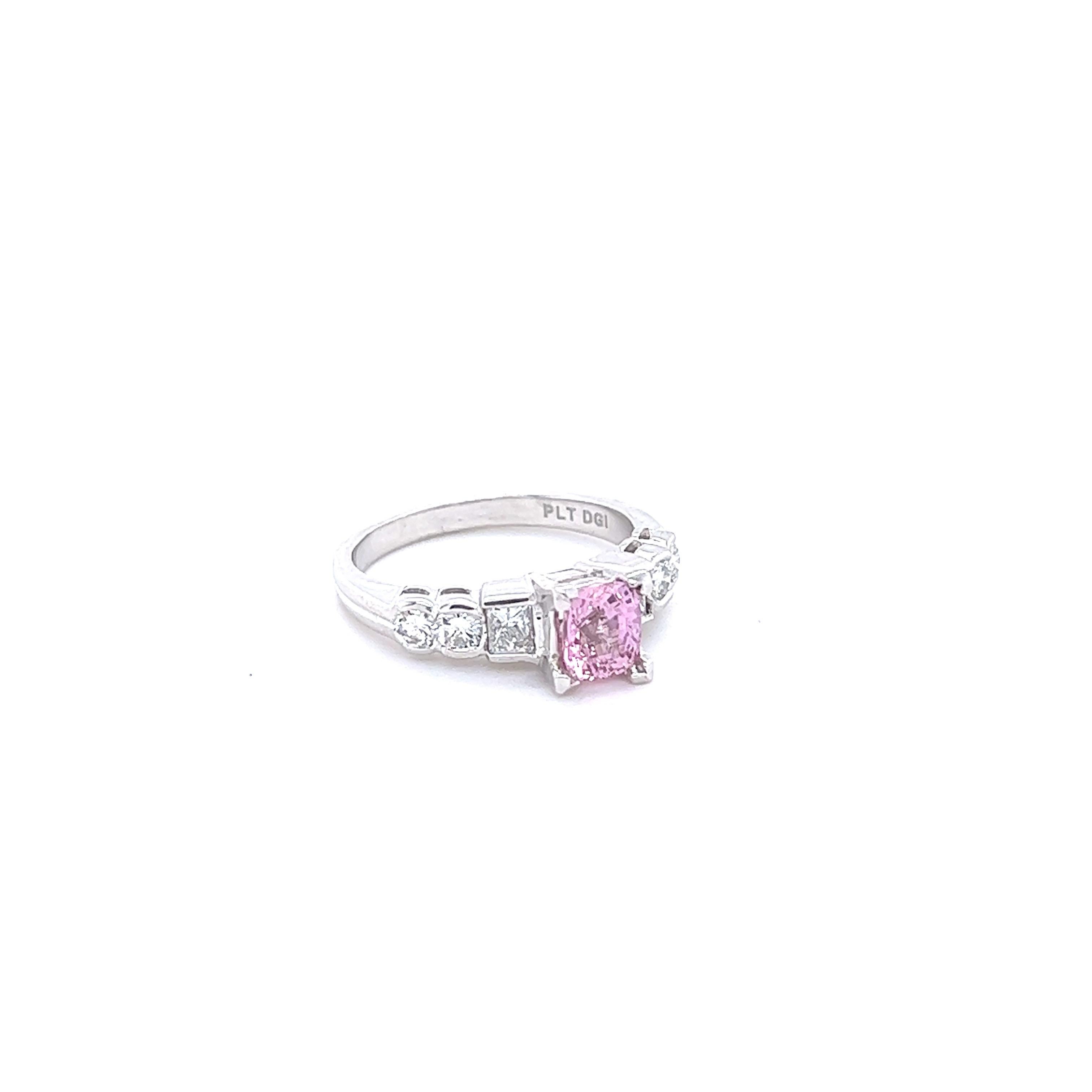 diamond ring with pink sapphire side stones