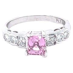 1.72 Carat Pink Sapphire Diamond Platinum Engagement Ring