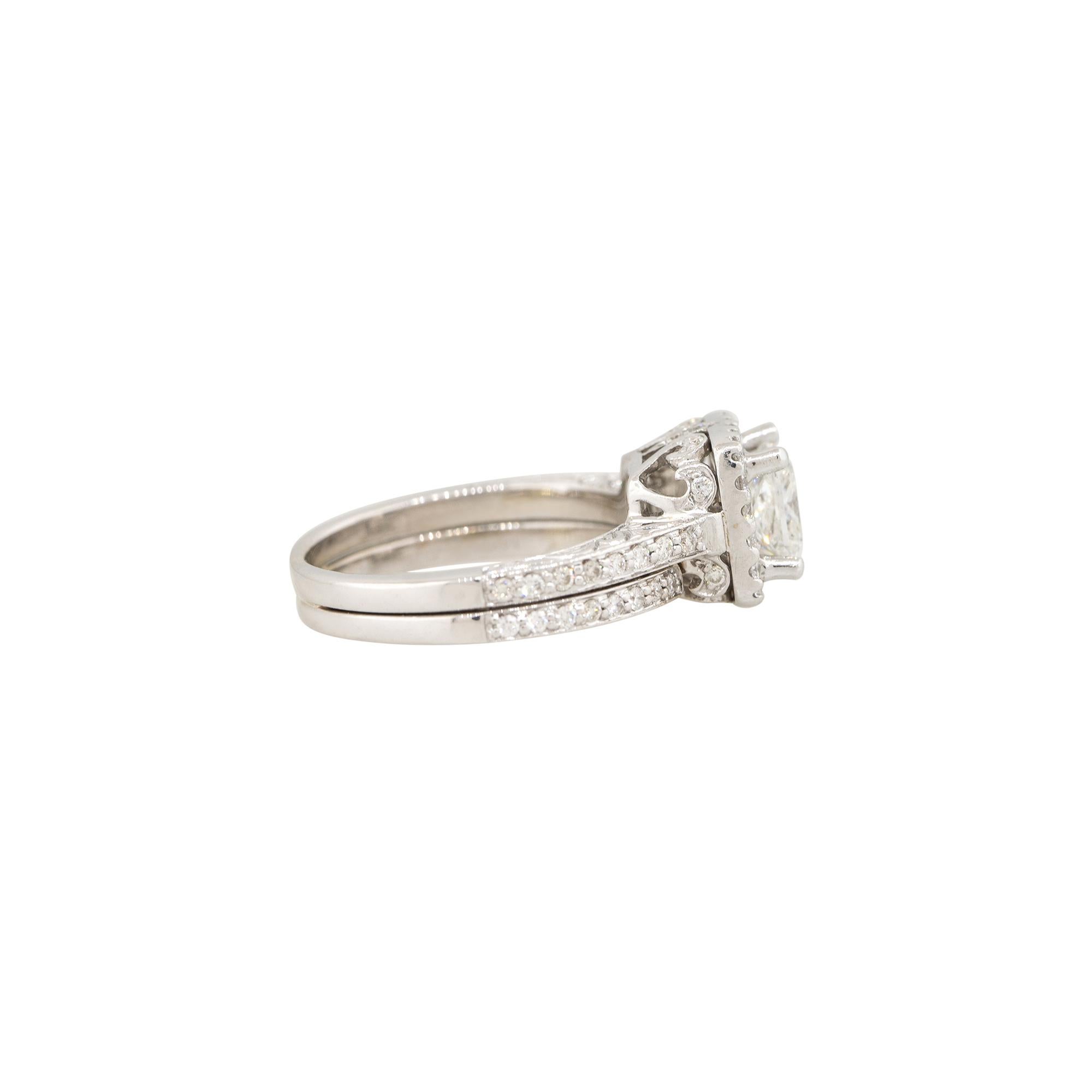 Women's 1.72 Carat Princess Cut Diamond Halo Engagement Ring 14 Karat In Stock For Sale