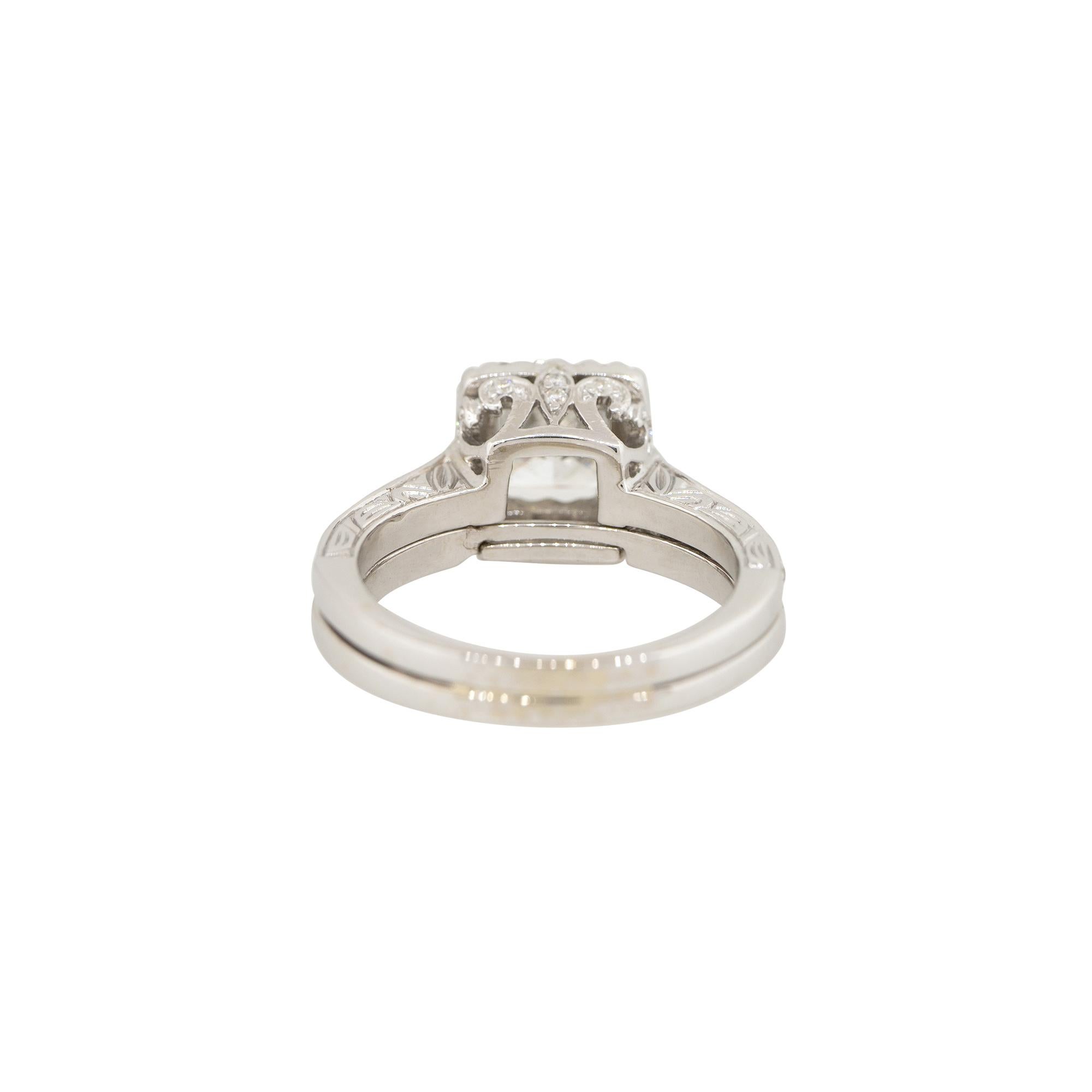 1.72 Carat Princess Cut Diamond Halo Engagement Ring 14 Karat In Stock For Sale 1