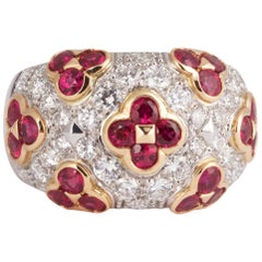 1.72 Carat Ruby and Diamond Ring '18 Karat Two-Tone'