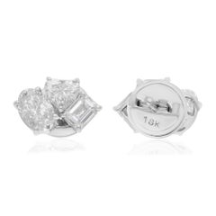 1.72 Carat SI/H Mix Shape Diamond Women Stud Earrings in 14 Karat White Gold