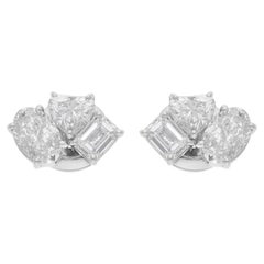 1.72 Carat SI/H Heart Oval Emerald Cut Diamond Earrings 14 Karat White Gold