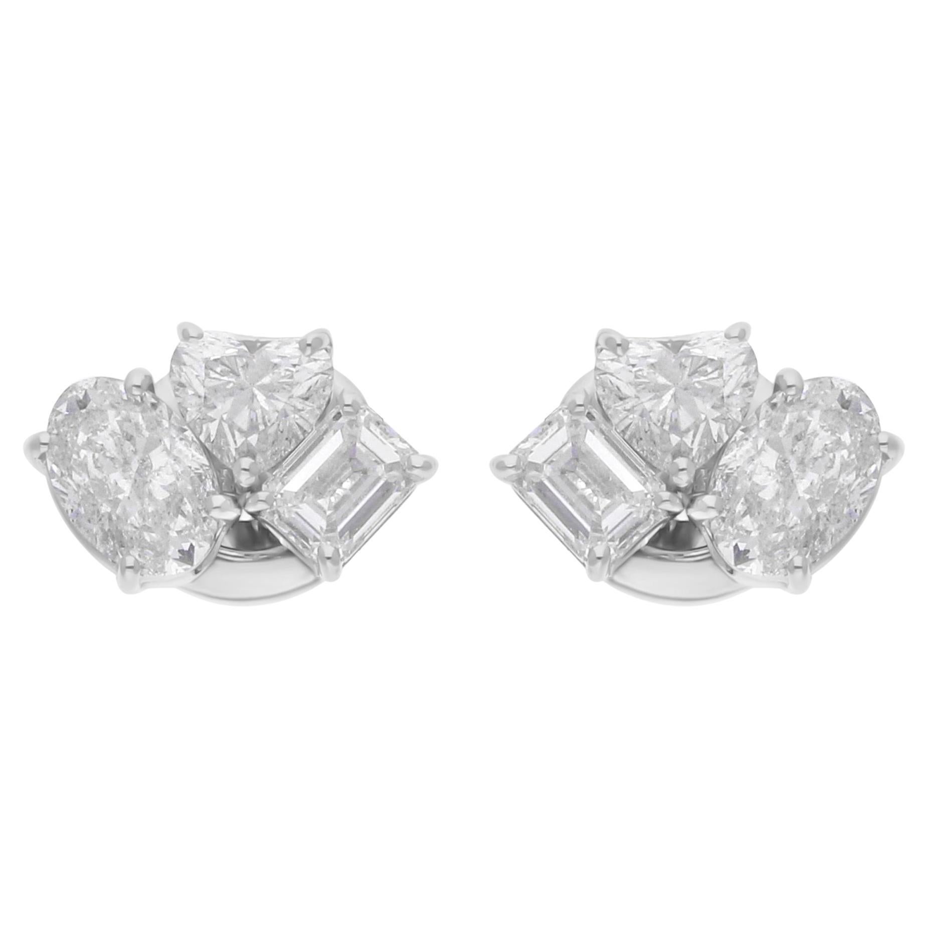 1.72 Karat SI/H Herz Oval Smaragdschliff Diamant-Ohrringe 14 Karat Weißgold