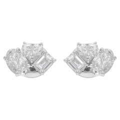 1.72 Karat SI/H Herz Oval Smaragdschliff Diamant-Ohrringe 14 Karat Weißgold