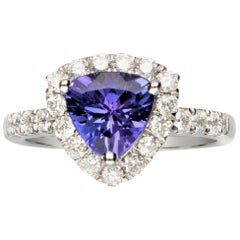 1.72 Carat Tanzanite and Diamond 14 Karat White Gold Ring