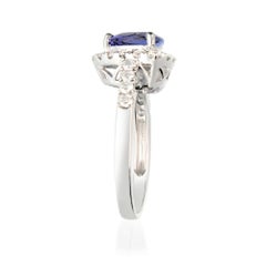 1.72 Carat Trillion Tanzanite Diamond accents 14K White Gold Wedding Ring