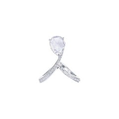 1.72 Carat White Pear Shape Diamond Carved Monument Solitaire Ring