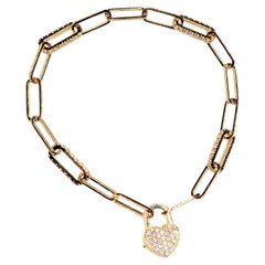 1.72 carats natural diamonds and 18k gold bracelet with Heart lock hand made