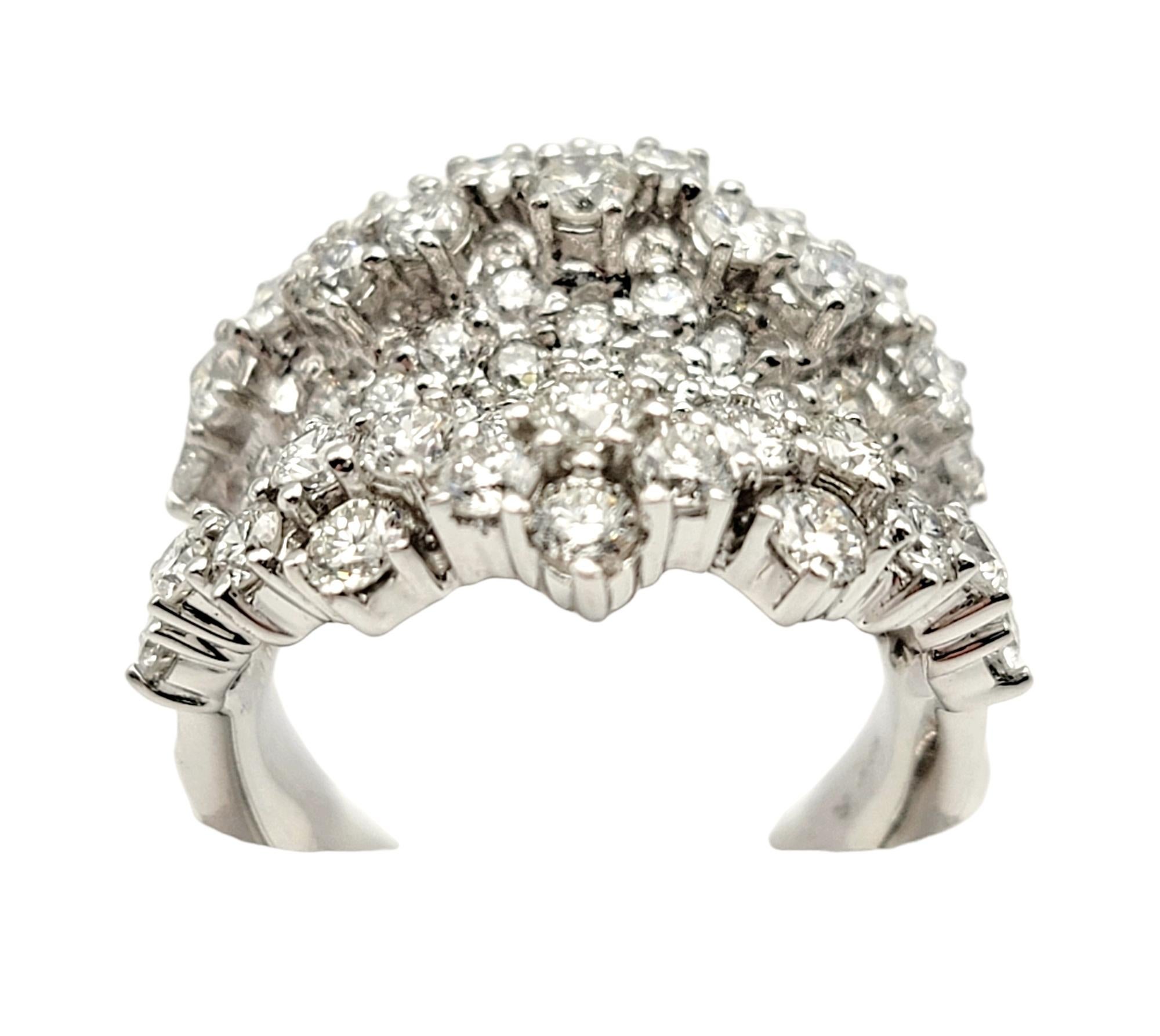 1.72 Carats Total Diamond Concave High-Low Cocktail Ring 18 Karat White Gold In Good Condition For Sale In Scottsdale, AZ