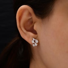 1.72 Ct Natural Diamond Pear & Marquise Scattered Cluster Stud Earrings 14K Gold