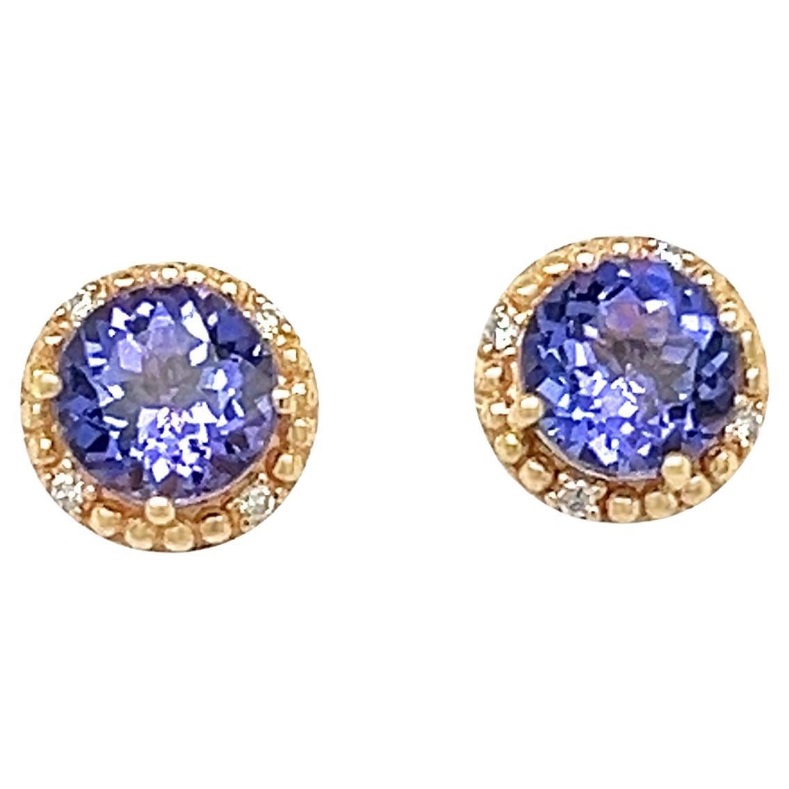 1.72 Cts Tanzanite Rose Gold Studs Earrings 925 Sterling Silver Solid Earrings  For Sale