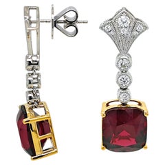 17.2 Rhodolite Round Diamond Yellow and White Gold Earrings
