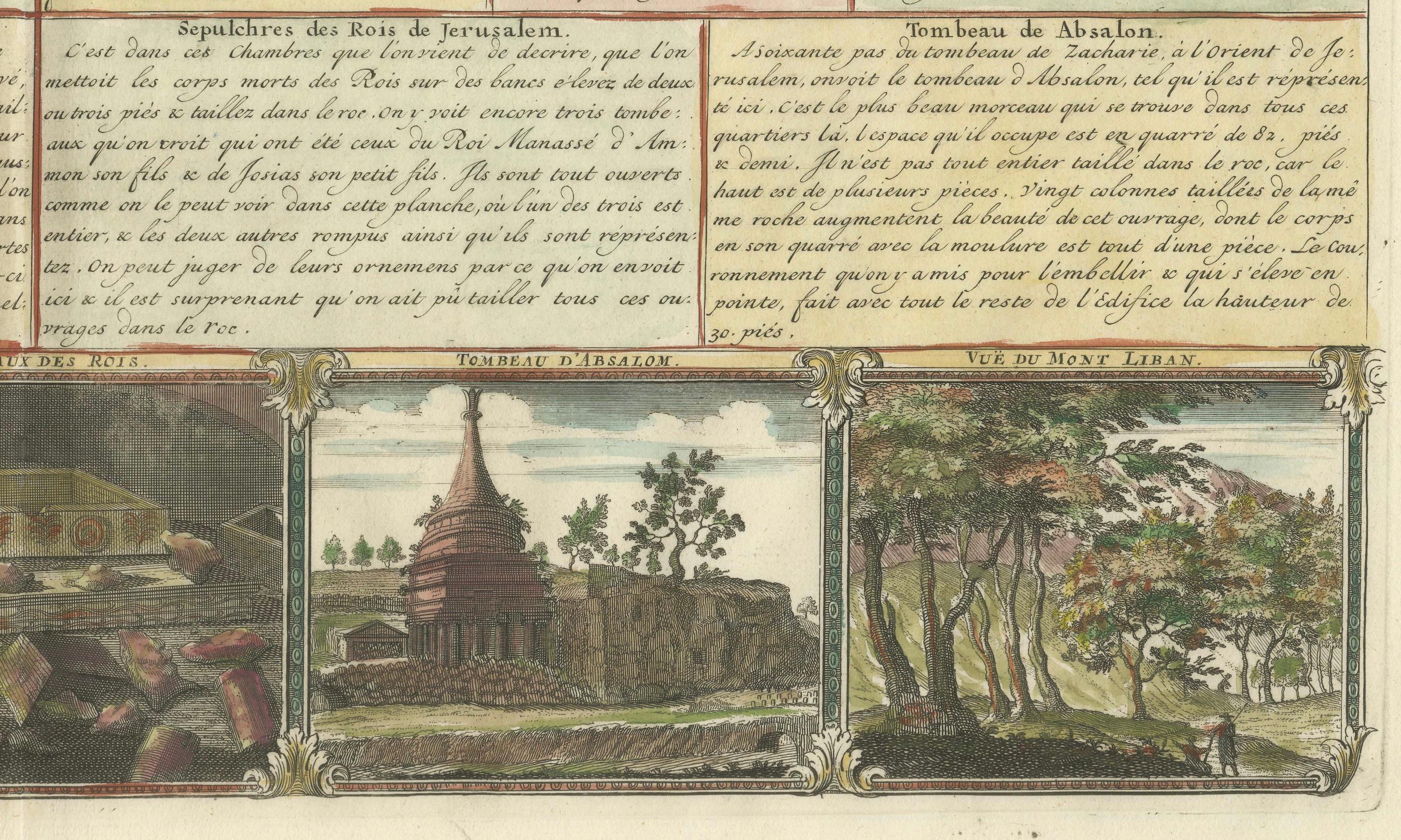 Gravé View of Jerusalem 1720 avec statues historiques et points de repère en vente
