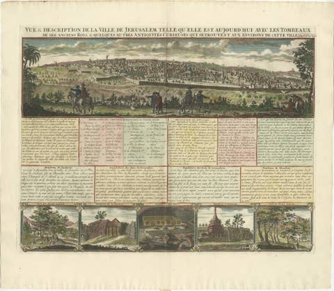 1720 Bird's-Eye View of Jerusalem with Historical Tombs and Key Landmarks