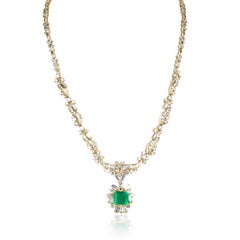 17.20 Carat Colombian Emerald Statement Necklace with Multi-Cut Diamonds