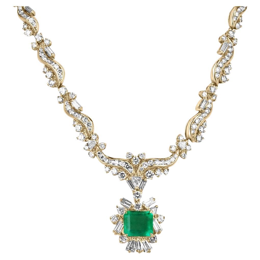 Collana con smeraldo colombiano da 17,20 carati e diamanti multitagliente