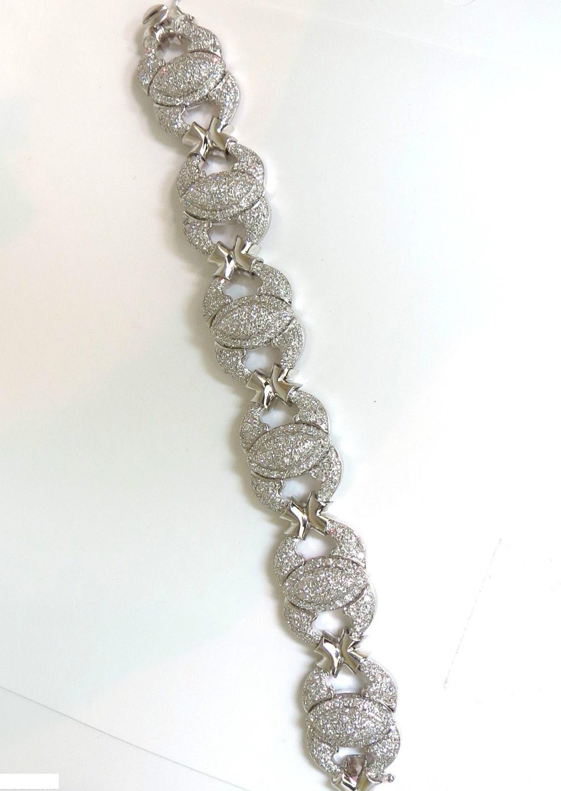 Pulsera eslabonada con bisagra de diamantes de 17,20 quilates 14 quilates F/G VS Modern Deco en venta 7