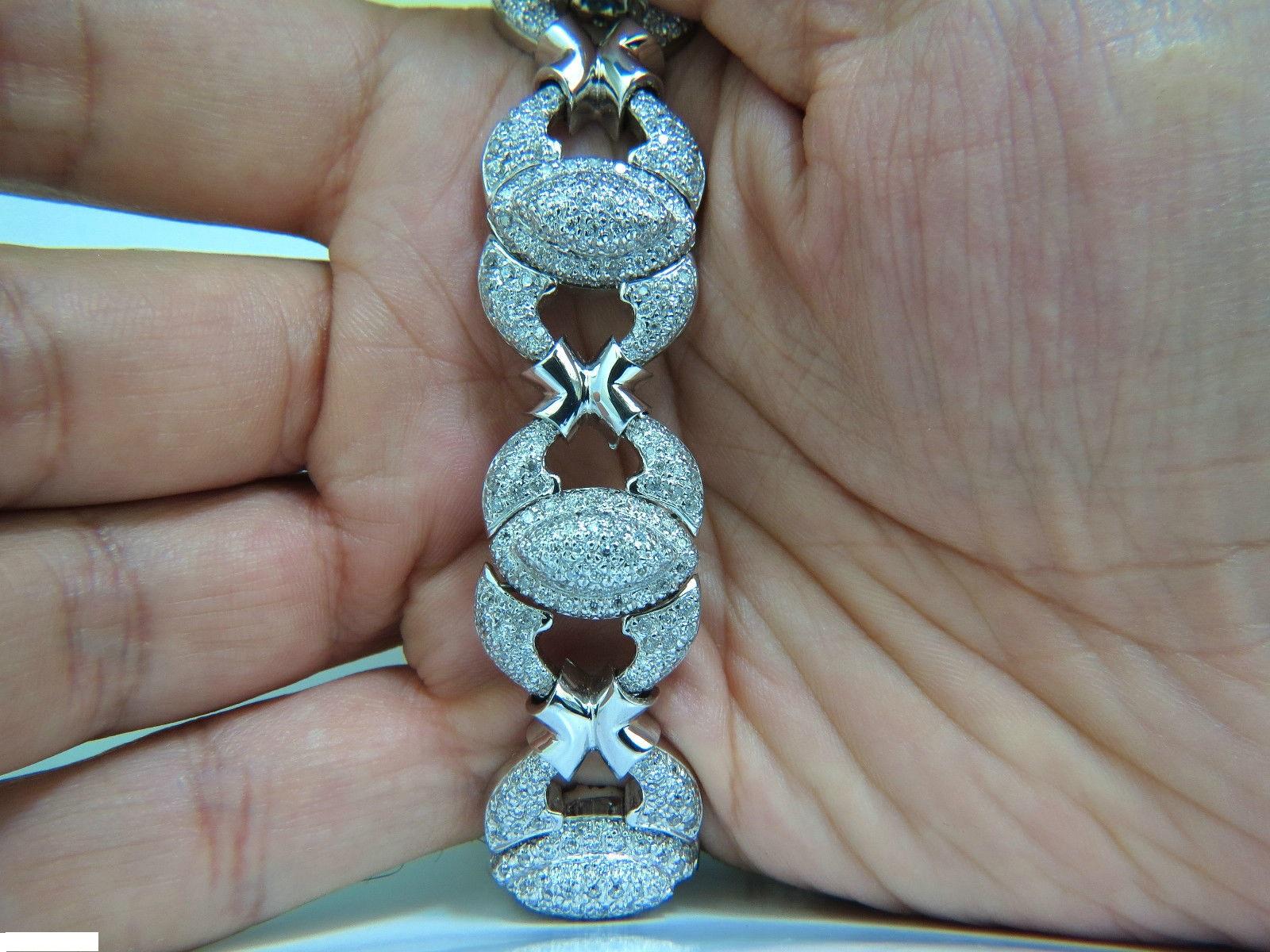 Pulsera eslabonada con bisagra de diamantes de 17,20 quilates 14 quilates F/G VS Modern Deco Talla antigua en venta