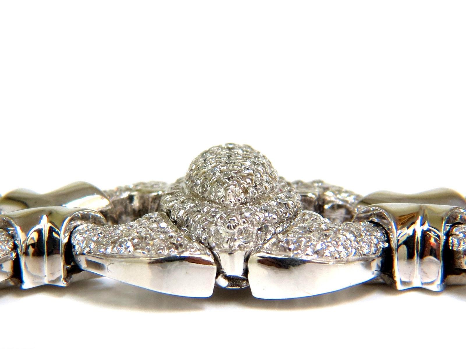 Women's or Men's 17.20 Carat Diamonds Hinge Linked Bracelet 14 Karat F/G VS Modern Deco For Sale