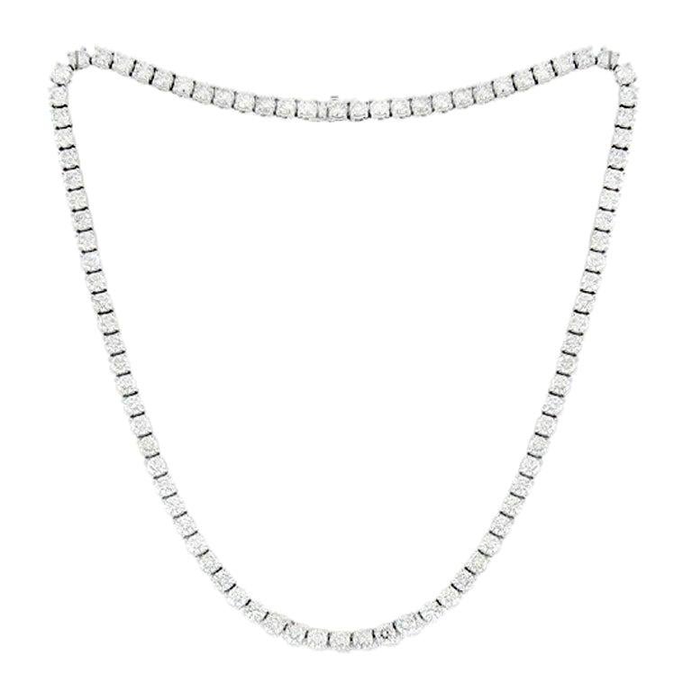 17.20 Carat Ideal Diamond Tennis Necklace For Sale