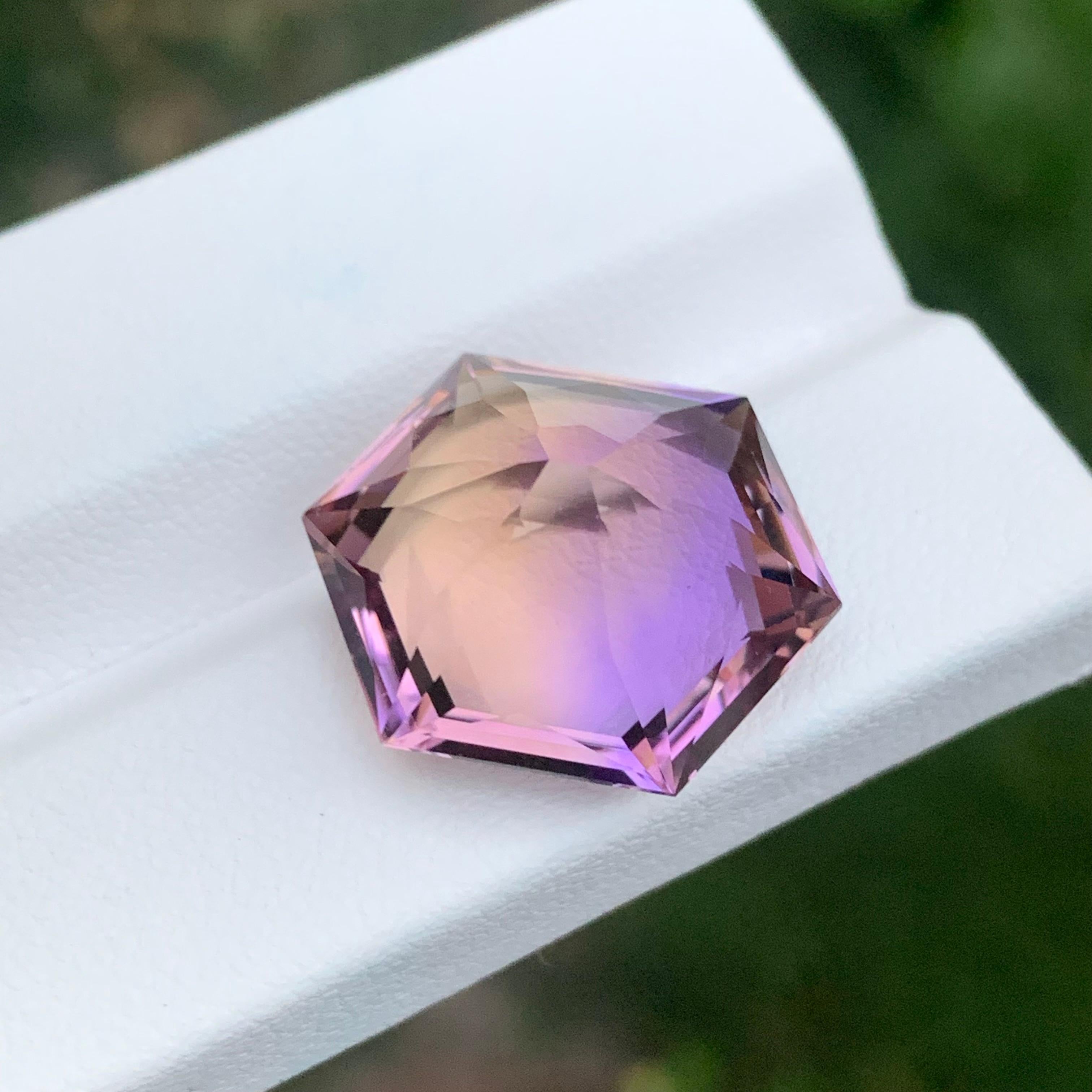 Pierre précieuse naturelle non sertie Ametrine taille hexagonale de 17.20 carats en vente 4