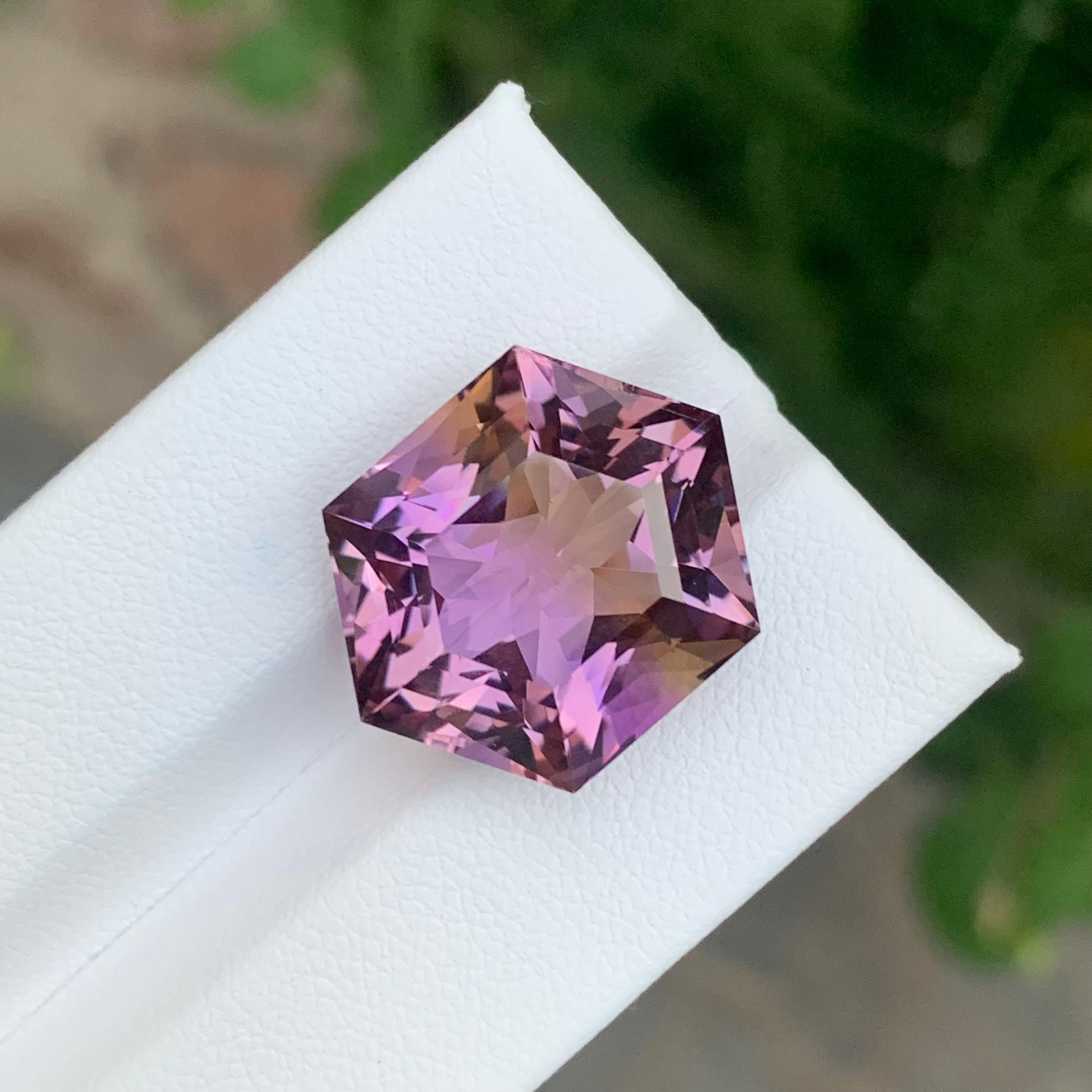 Pierre précieuse naturelle non sertie Ametrine taille hexagonale de 17.20 carats en vente 5