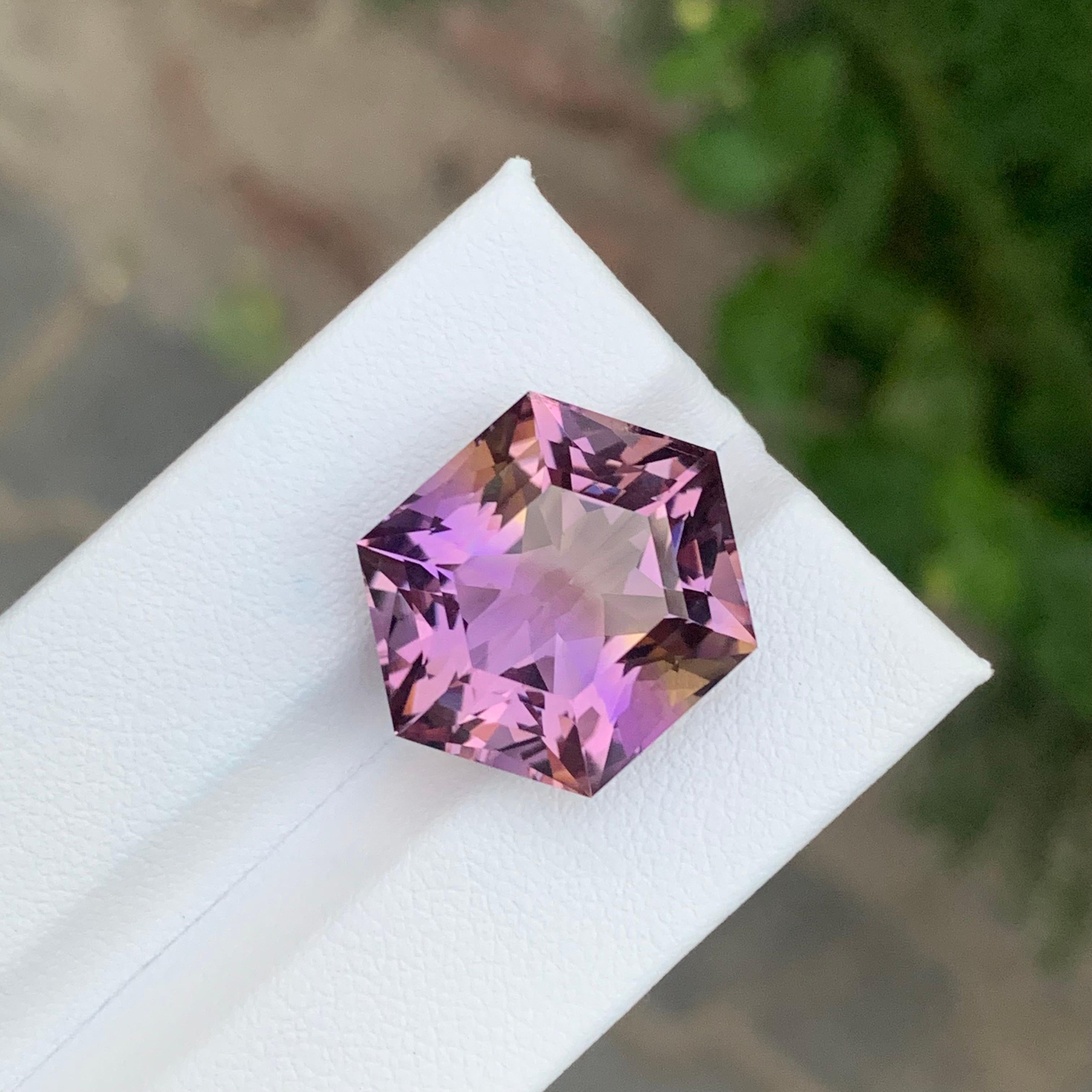 Taille hexagone Pierre précieuse naturelle non sertie Ametrine taille hexagonale de 17.20 carats en vente