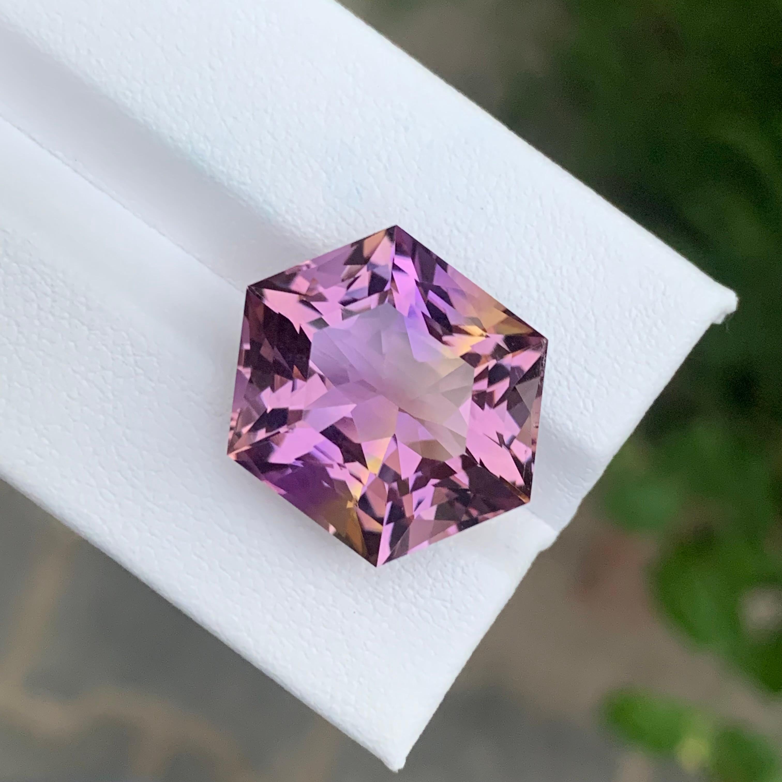 Pierre précieuse naturelle non sertie Ametrine taille hexagonale de 17.20 carats Unisexe en vente