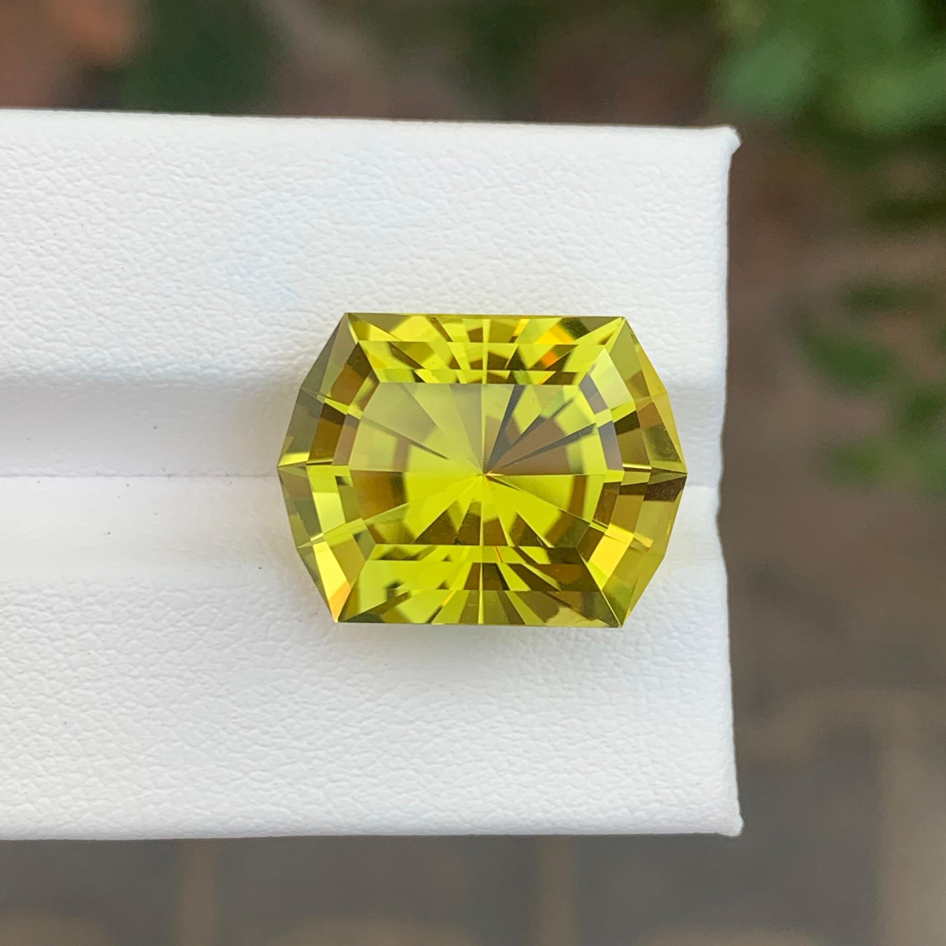Arts and Crafts 17.20 Carat Natural Loose Green Gold Lemon Quartz Hexagon Cut Gemstone For Sale