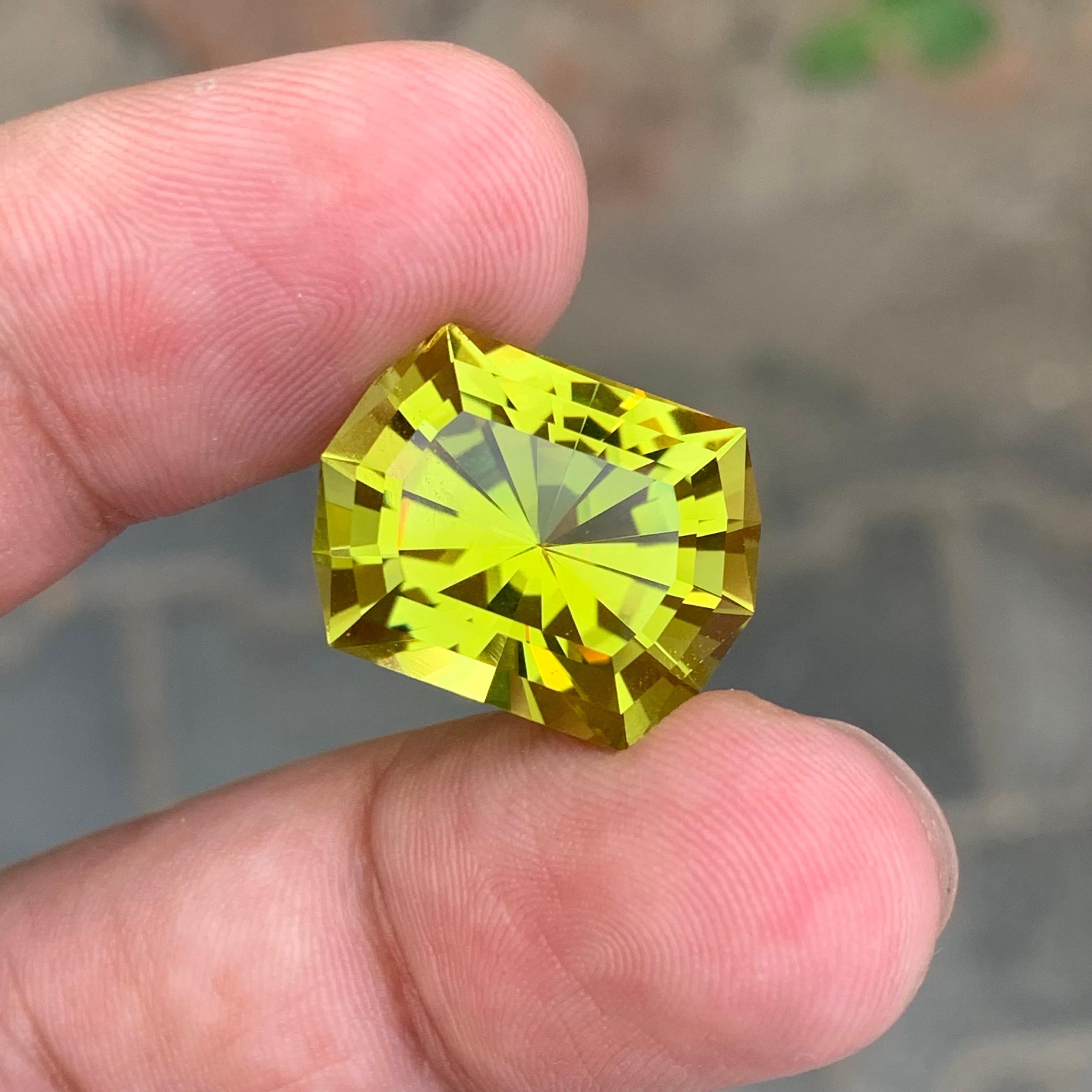 17.20 Carat Natural Loose Green Gold Lemon Quartz Hexagon Cut Gemstone In New Condition For Sale In Peshawar, PK