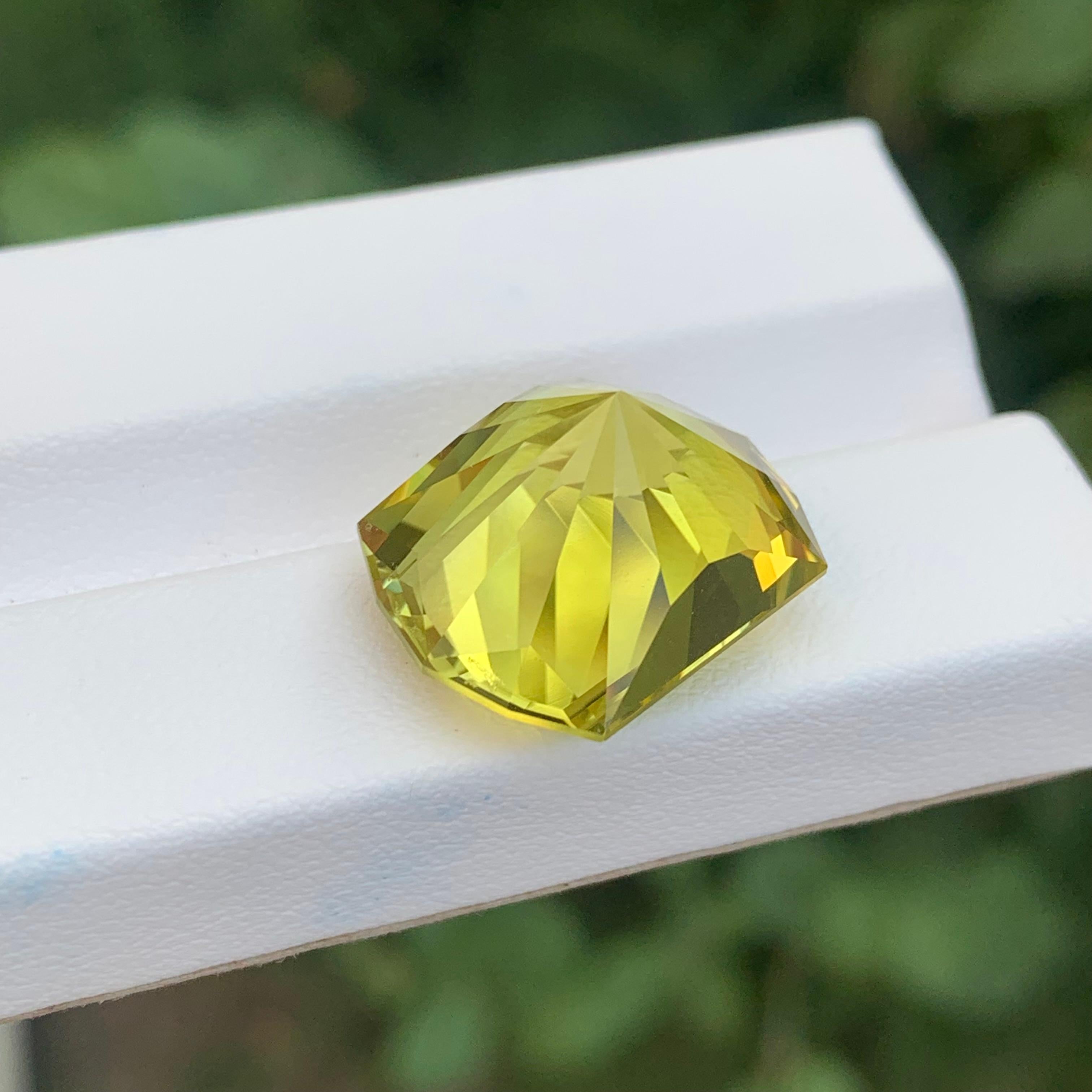 17.20 Carat Natural Loose Green Gold Lemon Quartz Hexagon Cut Gemstone For Sale 1
