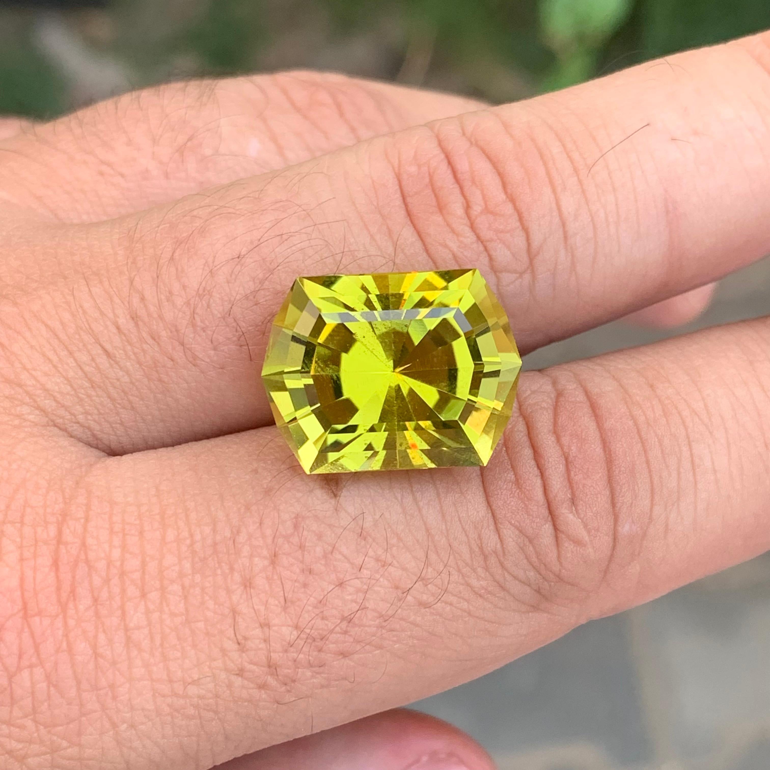 17.20 Carat Natural Loose Green Gold Lemon Quartz Hexagon Cut Gemstone For Sale 2