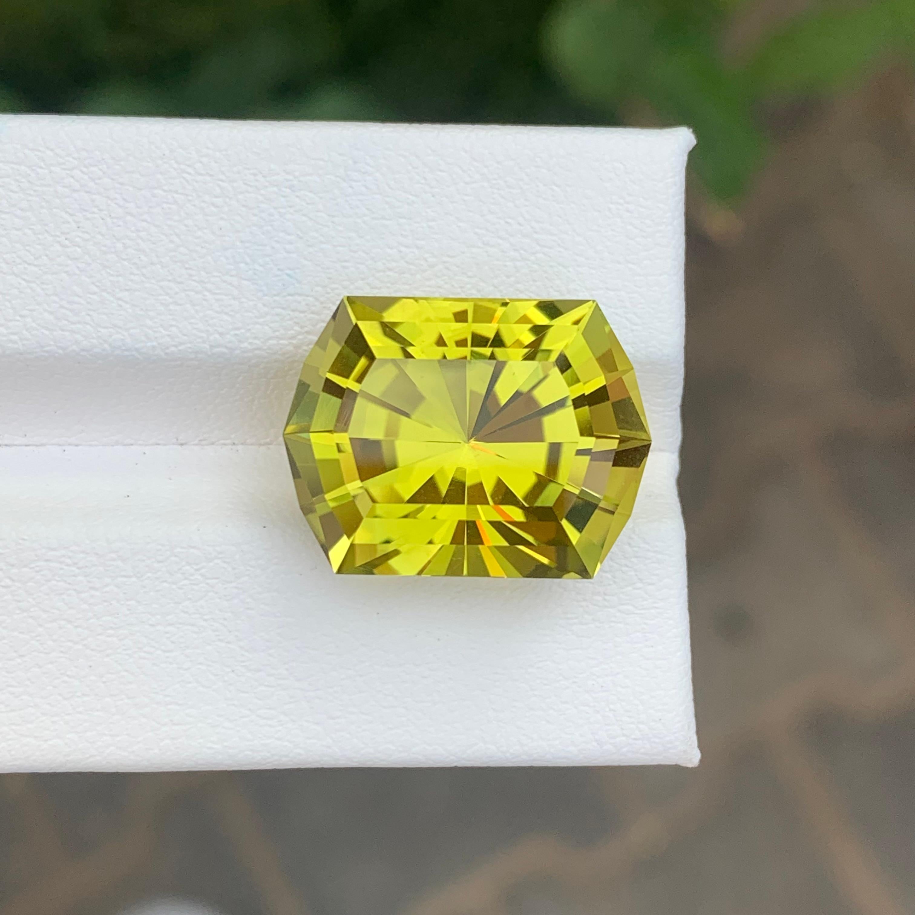 17.20 Carat Natural Loose Green Gold Lemon Quartz Hexagon Cut Gemstone For Sale 3