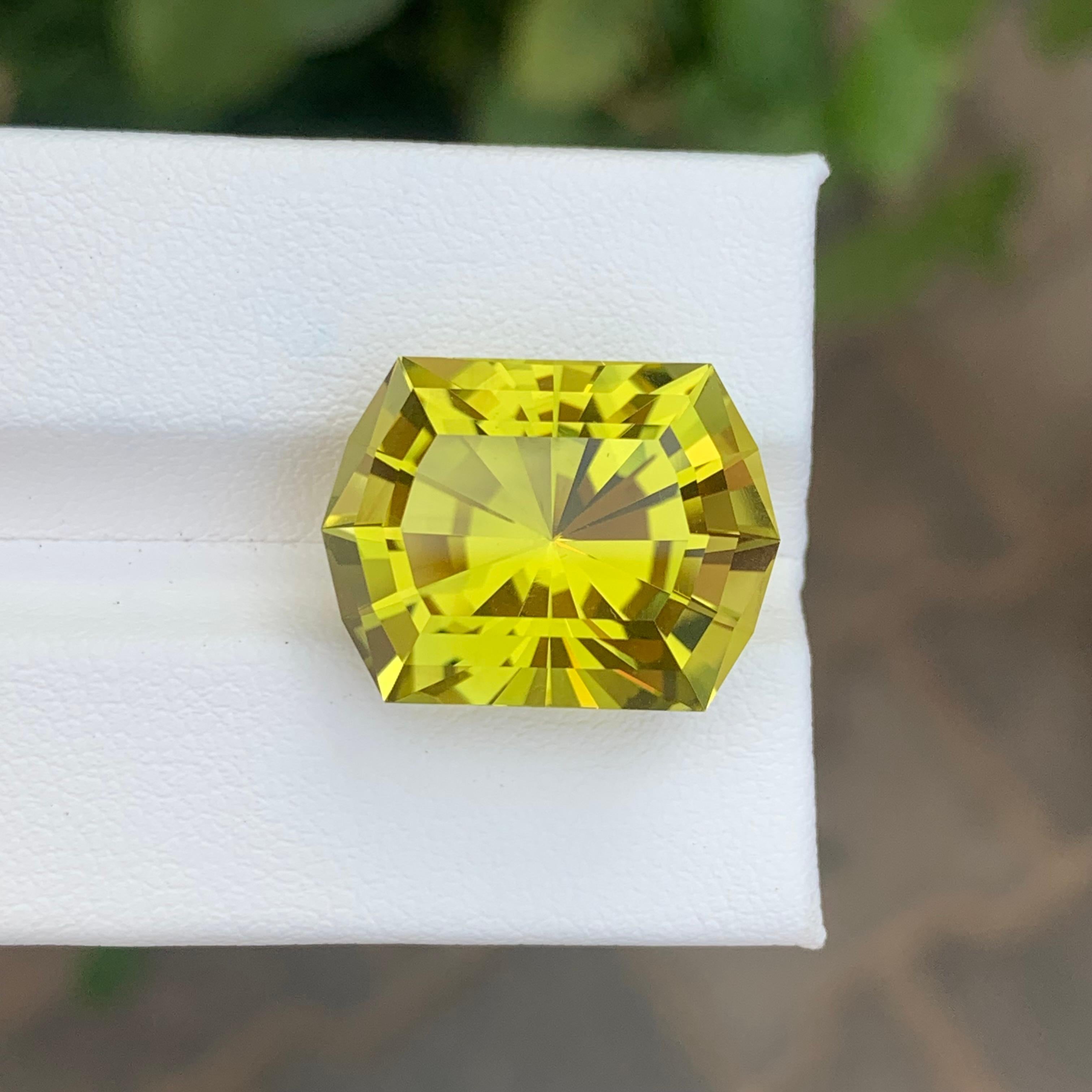 17.20 Carat Natural Loose Green Gold Lemon Quartz Hexagon Cut Gemstone For Sale 4