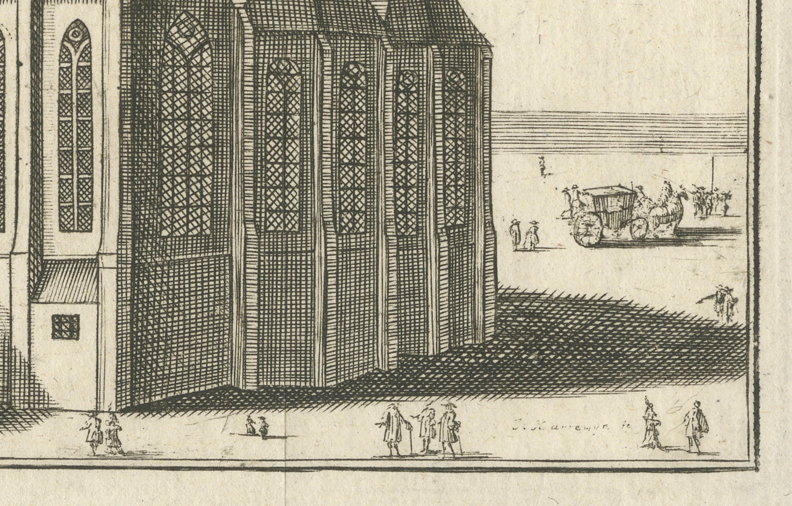 1720 Grabado de la catedral de San Cristóbal de Roermond por Jacobus Harrewijn principios del siglo XVIII en venta