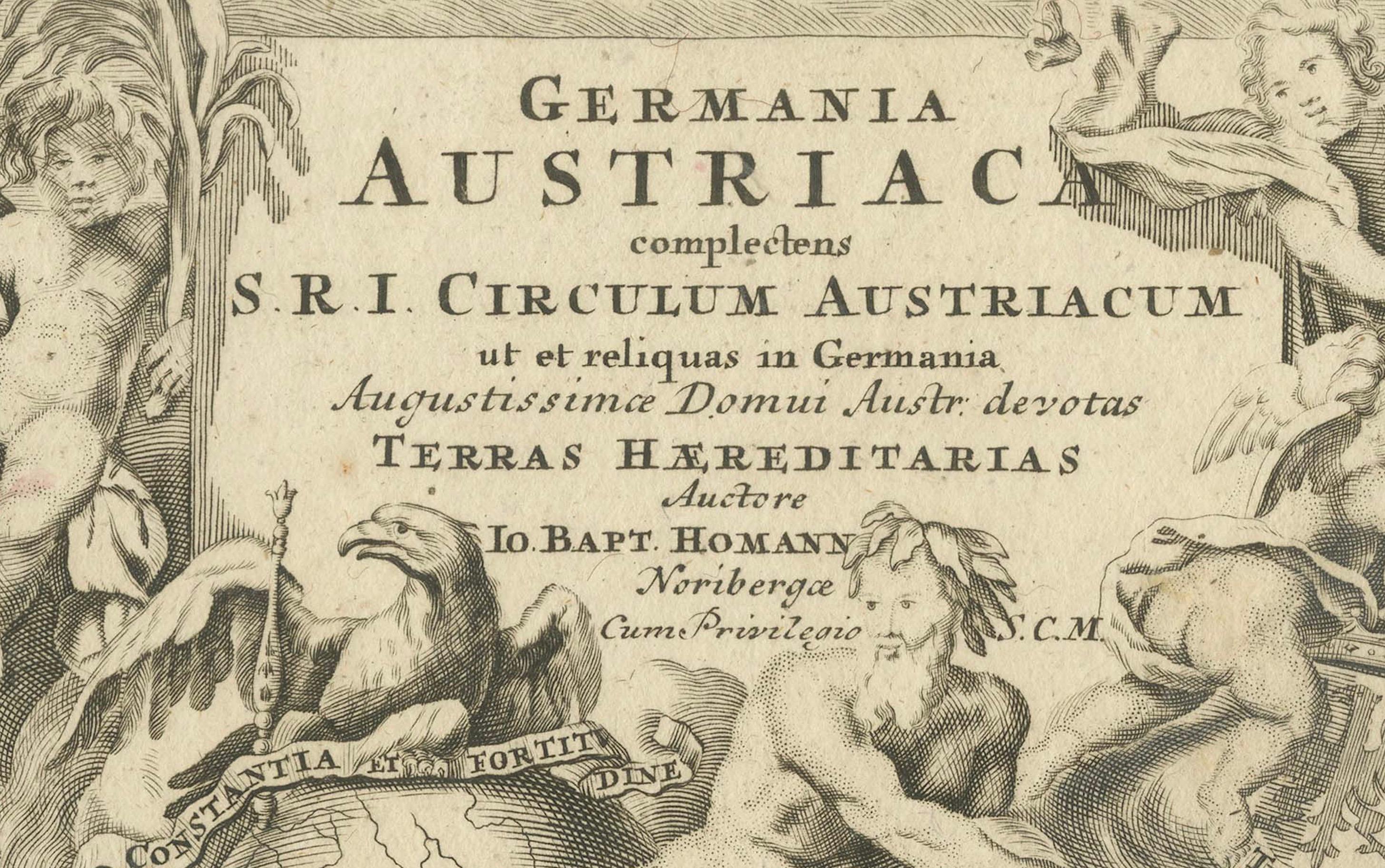 Early 18th Century 1720 Johann Baptist Homann Map of the Austrian Circle and Surrounding Regions For Sale