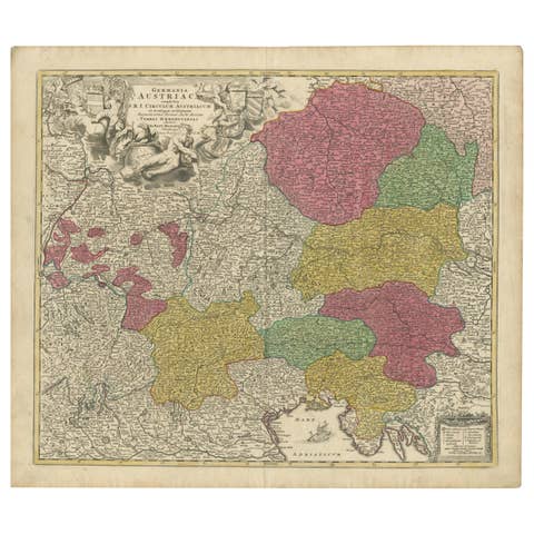 1720 Johann Baptist Homann Map of the Austrian Circle and Surrounding Regions