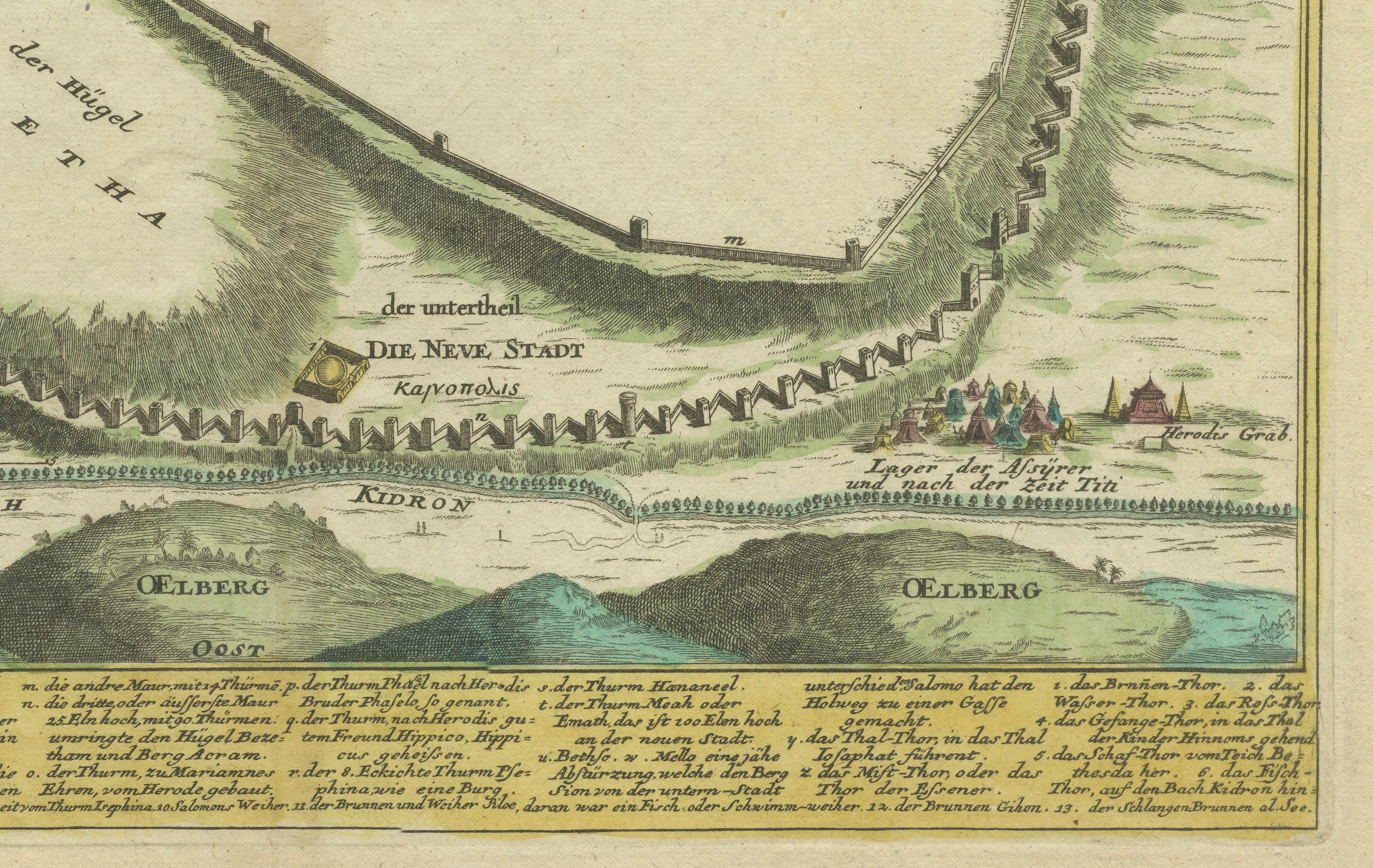 La gravure de Weigel de Jérusalem : une vue biblique de la perspective de Josephus, 1720 Bon état - En vente à Langweer, NL