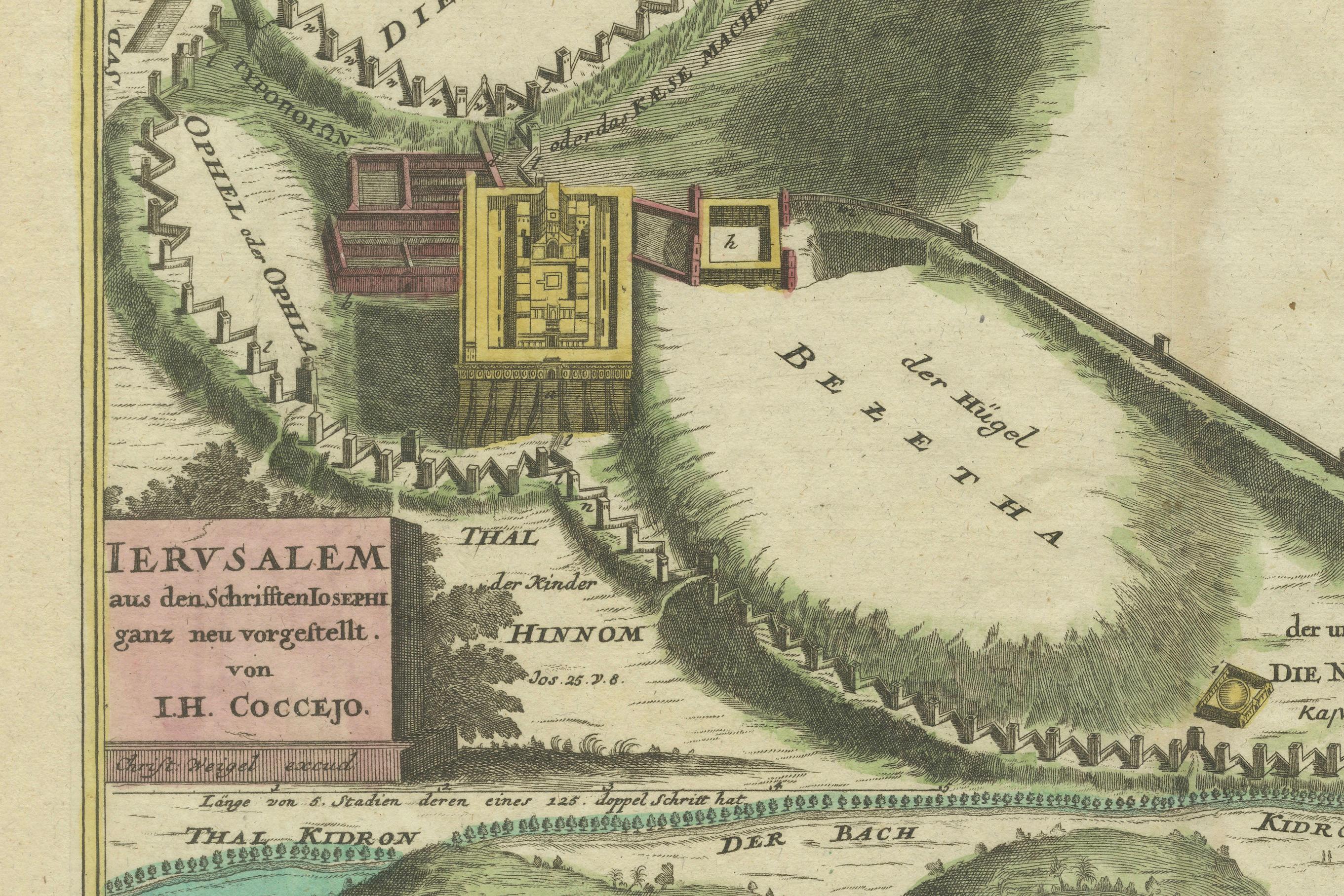 Début du XVIIIe siècle La gravure de Weigel de Jérusalem : une vue biblique de la perspective de Josephus, 1720 en vente