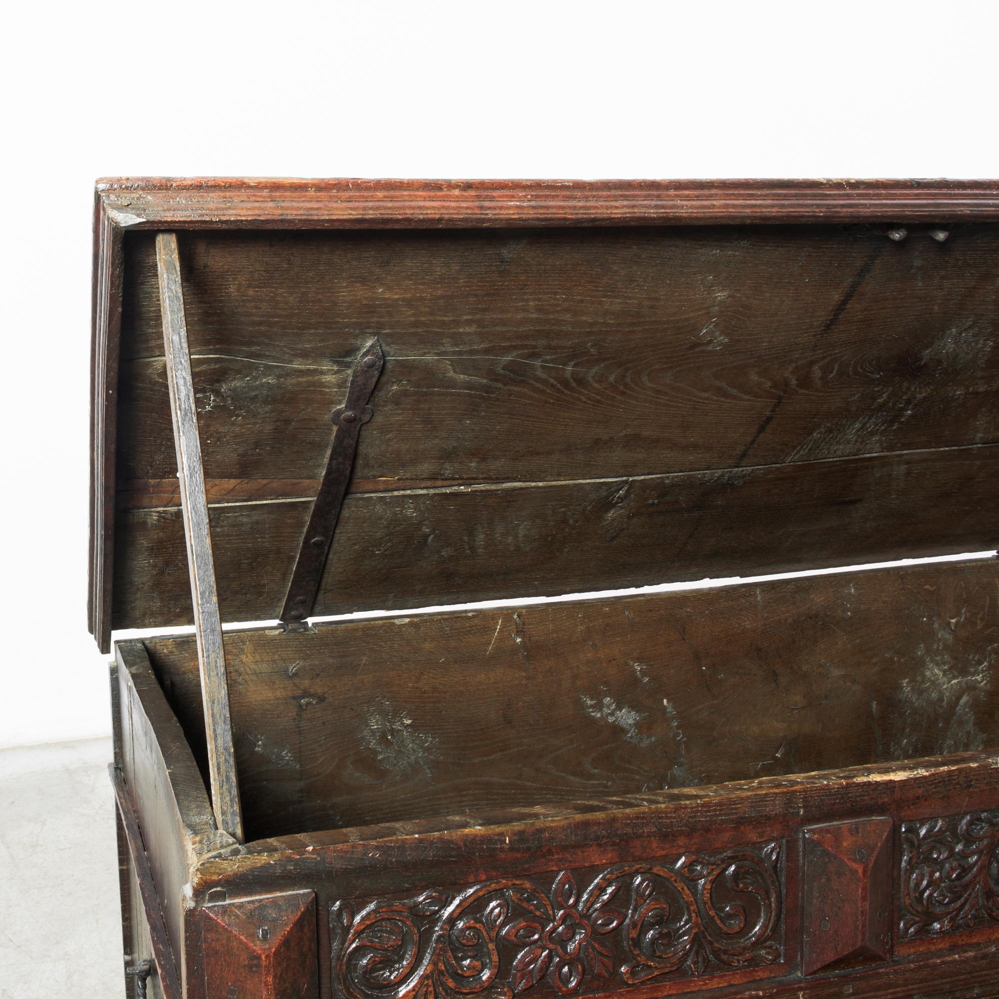 18th Century 1720s German Wooden Trunk with Original Patina