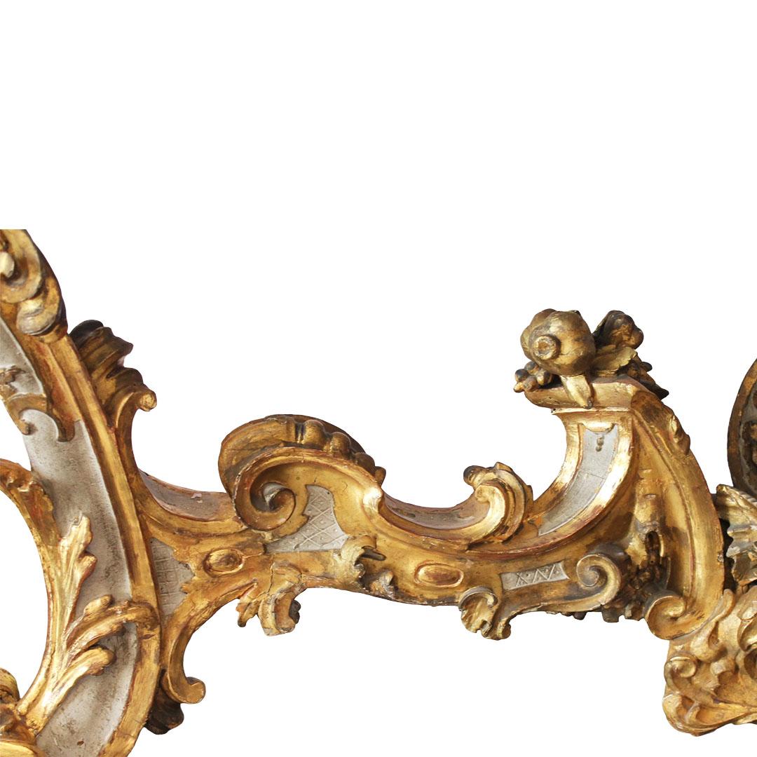 Carved 1720s Venetian Early Rococo Period Giltwood Console Table with Red Marble Top For Sale