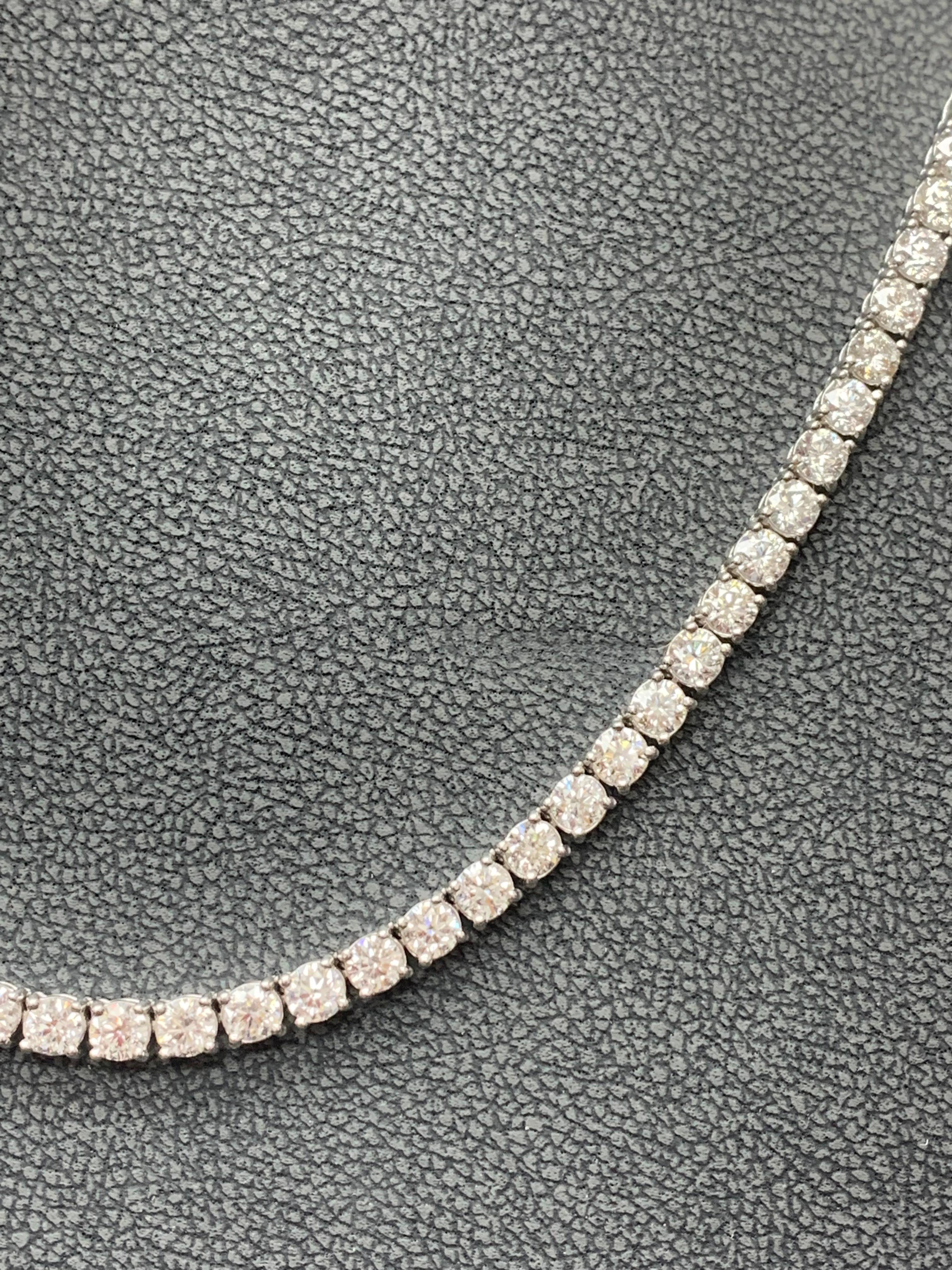 17.21 Carat Diamond Tennis Necklace in 14K White Gold In New Condition For Sale In NEW YORK, NY