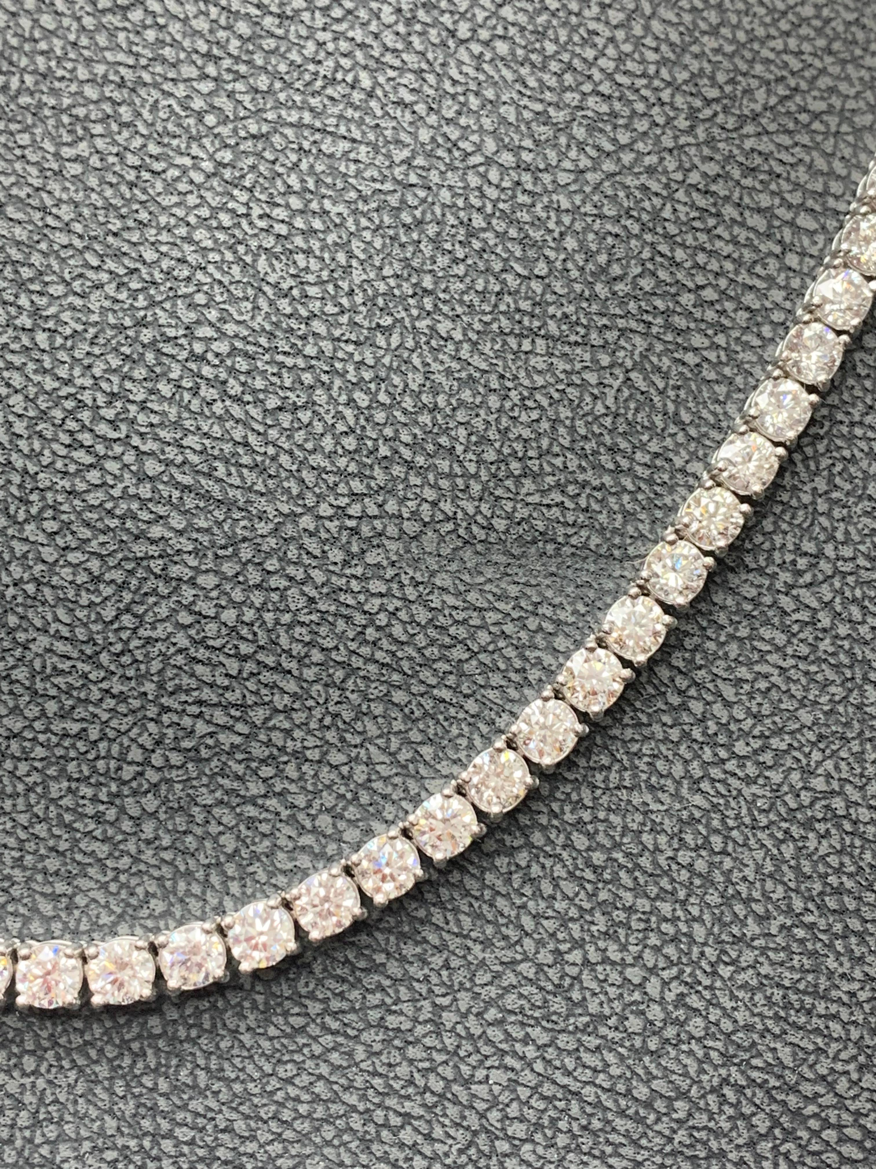 17,21 Karat Diamant-Tennis-Halskette aus 14K Weißgold Damen im Angebot