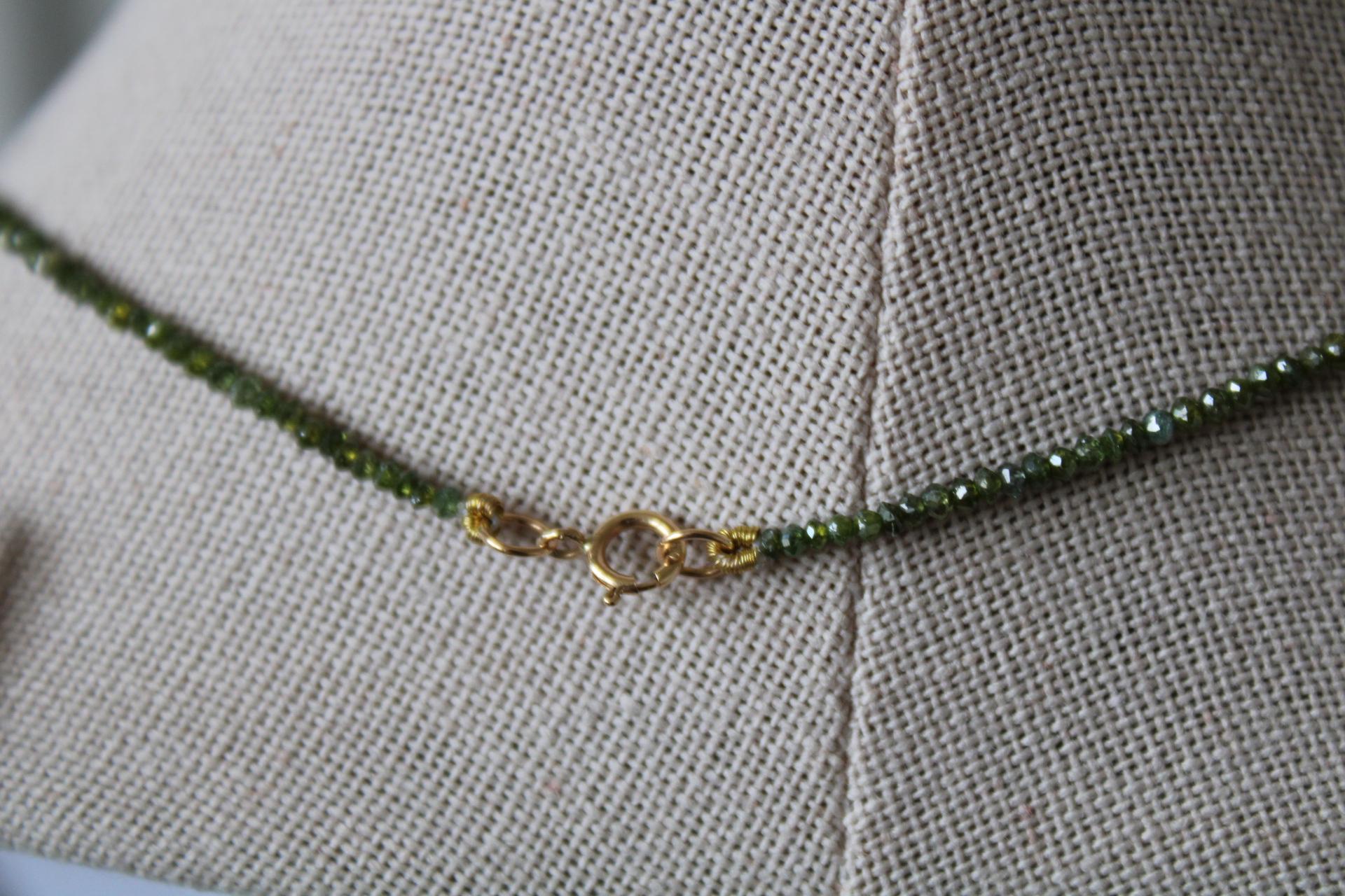 Pear Cut 17.22 Carat Diamond Bead Chain in 18K Gold with Tsavorite Pears For Sale