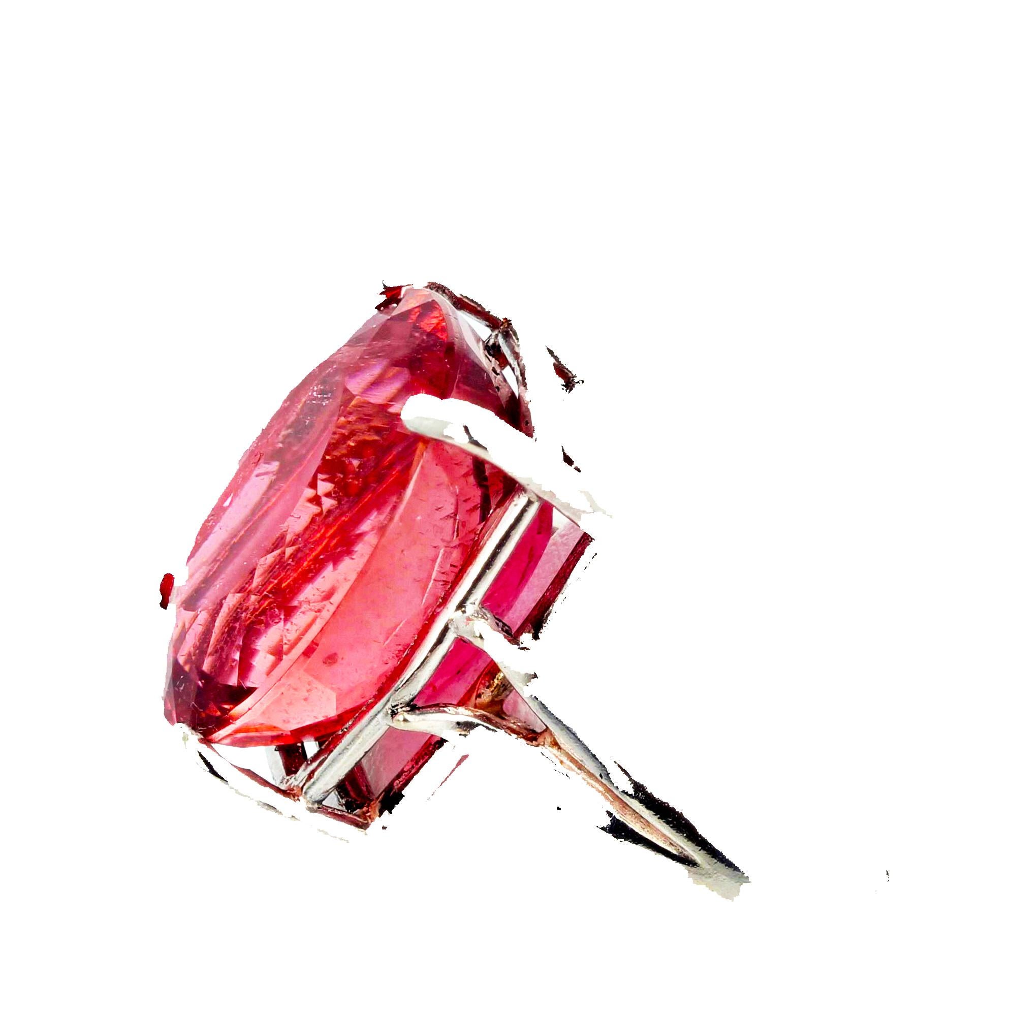 AJD GORGEOUS 17.22 Cts Pink Solitaire Oval Tourmaline Sterling Silver Ring For Sale 1