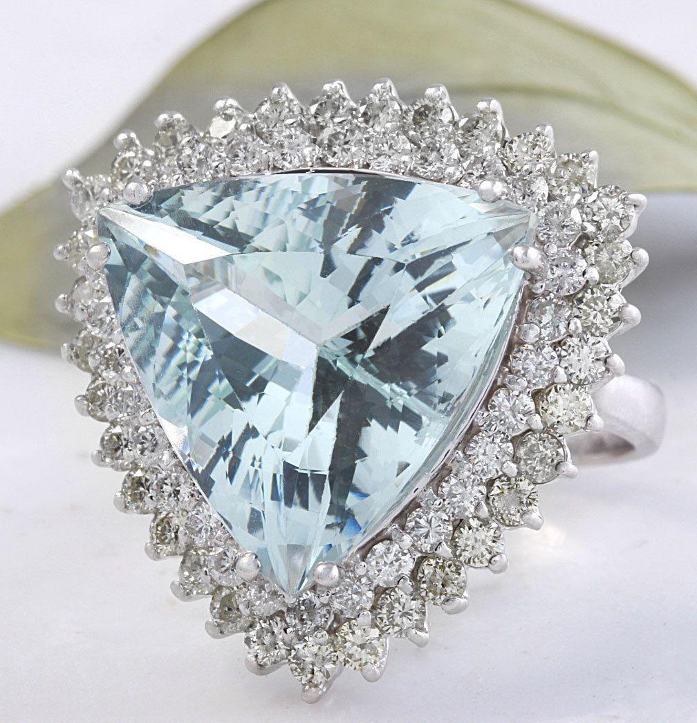 17.bague en or blanc massif 14K, 22 carats, aigue-marine naturelle de très belle apparence et diamants

Poids total de l'aigue-marine naturelle en forme de coussin : 14.92 Carats (VS)

Aigue-marine Mesures : 18x 18mm

Diamants ronds naturels d'un