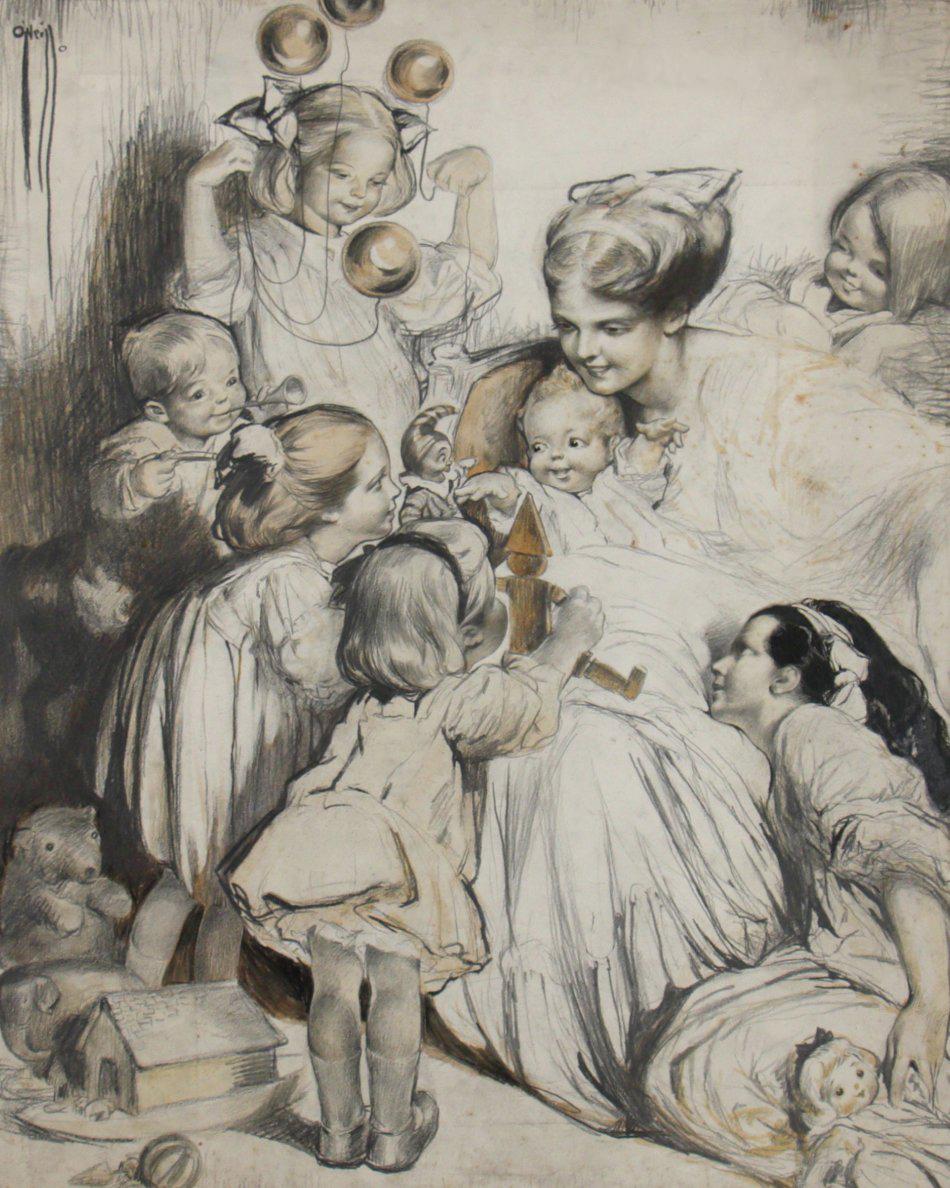 Rose O'Neill-Cecil Latham Figurative Art - Baby's First Christmas